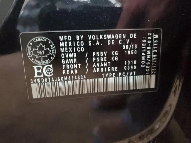 2016 VOLKSWAGEN JETTA COMF - 3VWD07AJ5GM414834