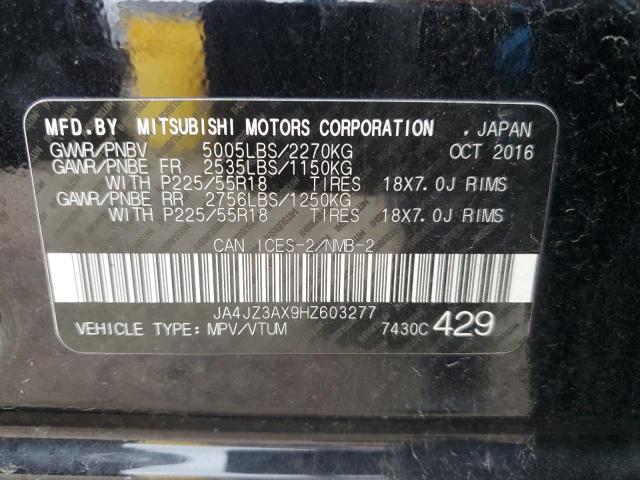 2017 MITSUBISHI OUTLANDER JA4JZ3AX9HZ603277