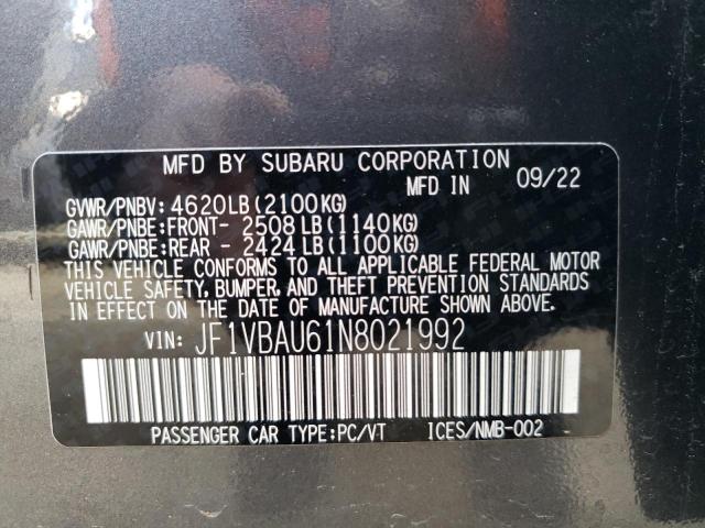 2022 SUBARU WRX GT JF1VBAU61N8021992