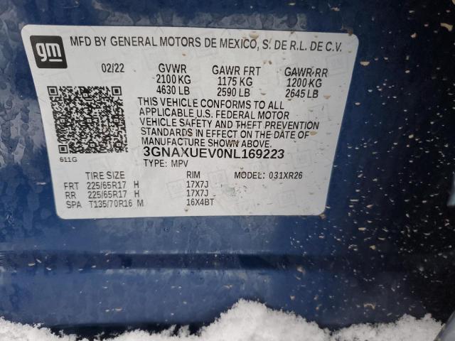 2022 CHEVROLET EQUINOX LT 3GNAXUEV0NL169223