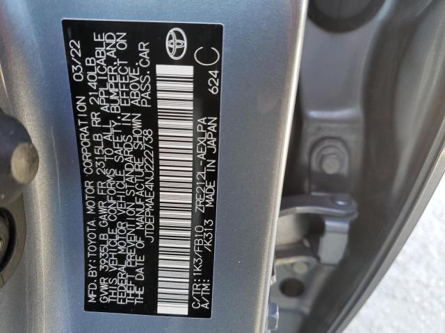2022 TOYOTA COROLLA LE JTDEPMAE4NJ222738