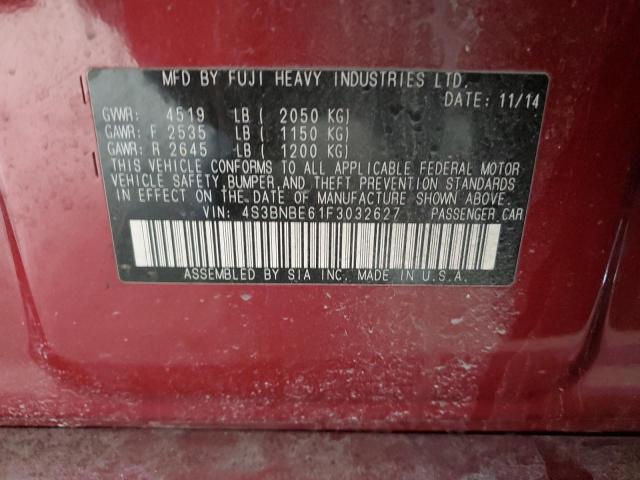2015 SUBARU LEGACY 2.5 4S3BNBE61F3032627