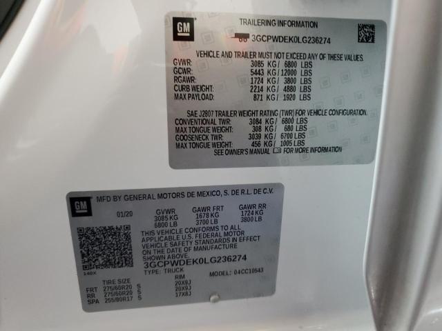 2020 CHEVROLET SILVERADO - 3GCPWDEK0LG236274