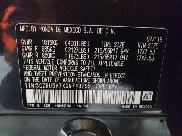 3CZRU5H7XGM749299 Honda Hr-v Exl