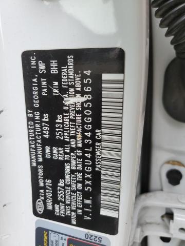 2016 Kia Optima Ex VIN: 5XXGU4L34GG058654 Lot: 59633244