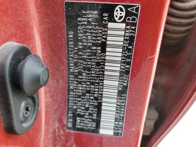 2015 TOYOTA COROLLA L - 5YFBURHEXFP231780
