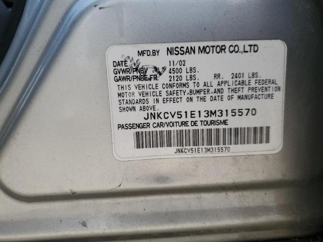 2003 Infiniti G35 VIN: JNKCV51E13M315570 Lot: 57034954