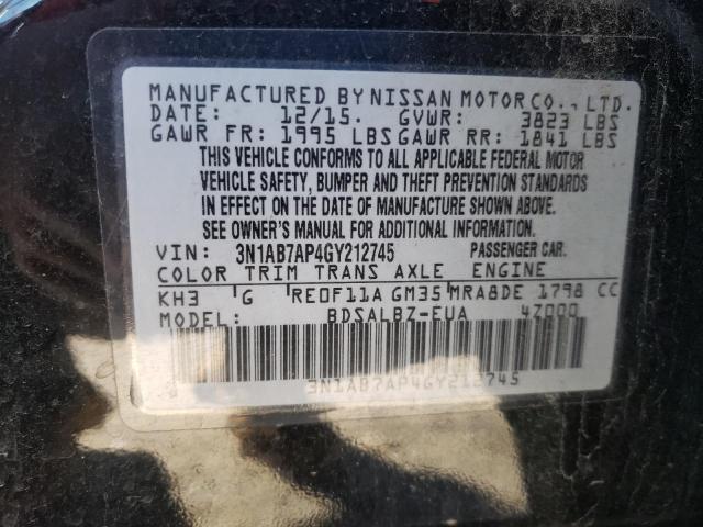 2016 NISSAN SENTRA S 3N1AB7AP4GY212745