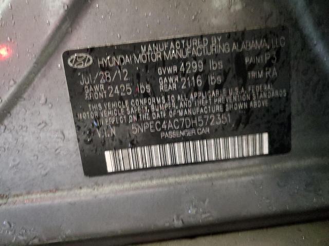 2013 Hyundai Sonata Se VIN: 5NPEC4AC7DH572351 Lot: 40126434