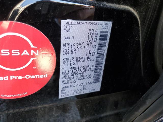 2022 NISSAN PATHFINDER 5N1DR3CD2NC225366