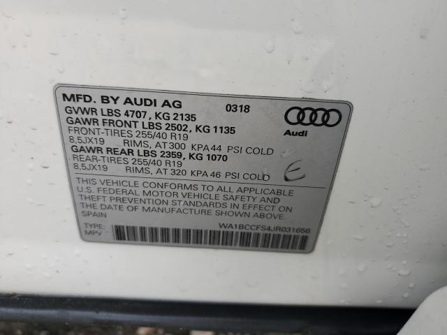 2018 Audi Q3 Premium VIN: WA1BCCFS4JR031656 Lot: 41989094