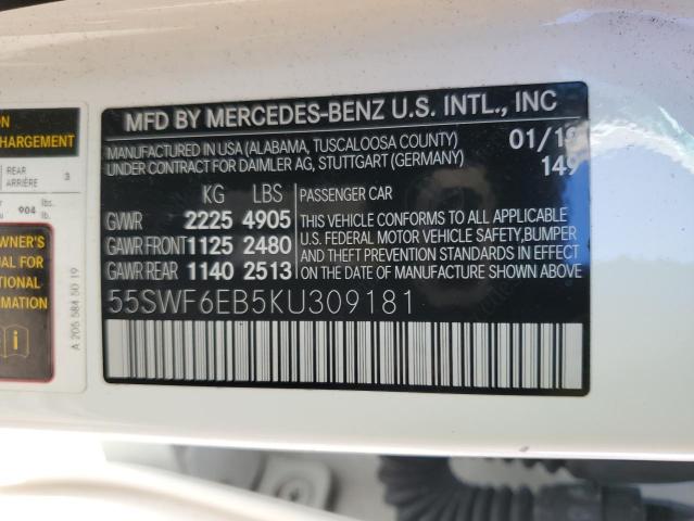 2019 MERCEDES-BENZ C 43 AMG 55SWF6EB5KU309181