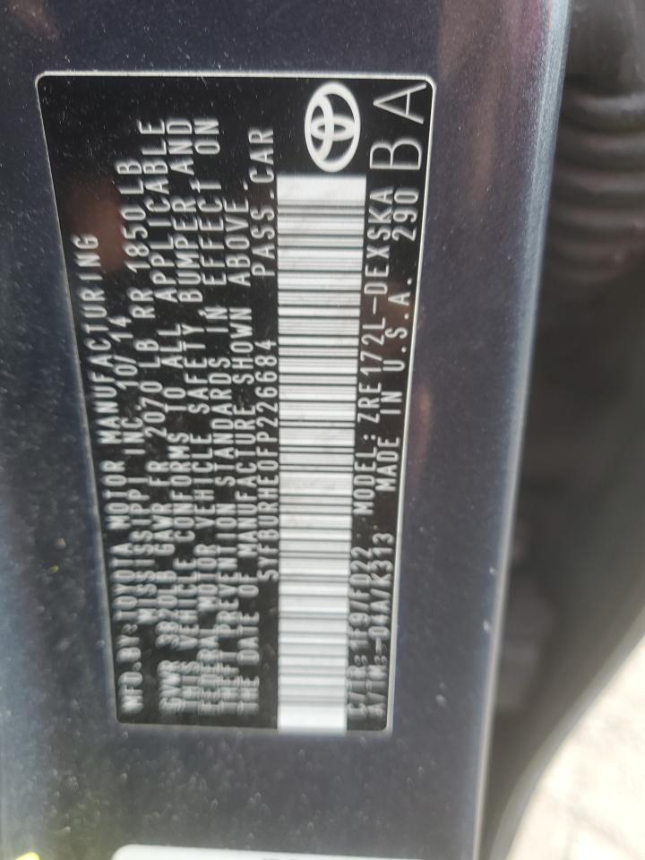 5YFBURHE0FP226684 2015 Toyota Corolla L