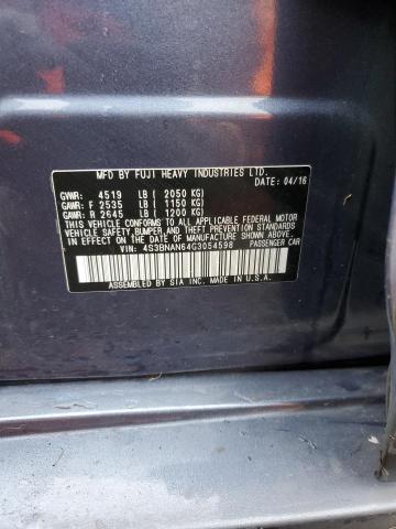 2016 SUBARU LEGACY 2.5 4S3BNAN64G3054598