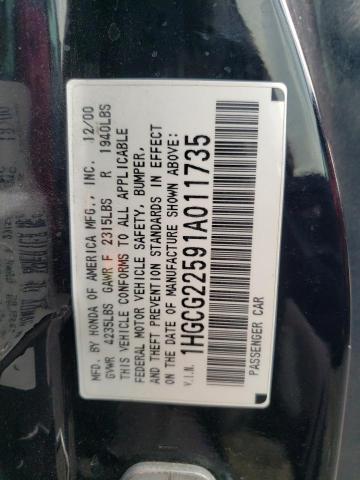 2001 Honda Accord Ex VIN: 1HGCG22591A011735 Lot: 44816044