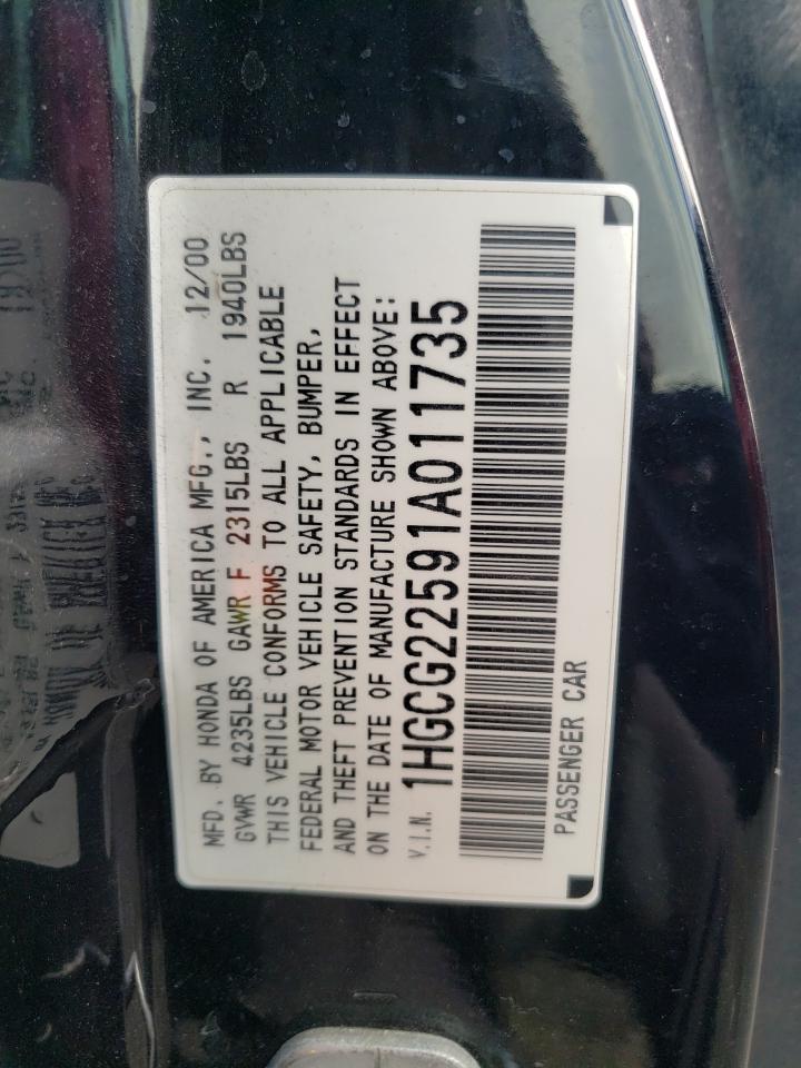 1HGCG22591A011735 2001 Honda Accord Ex