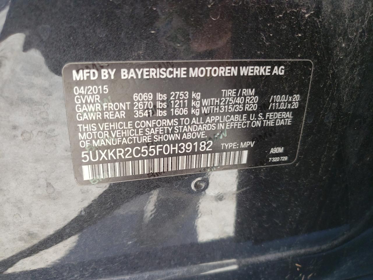 Lot #2361077211 2015 BMW X5 SDRIVE3