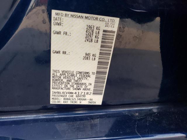 2021 NISSAN ALTIMA SR 1N4BL4CV4MN417182