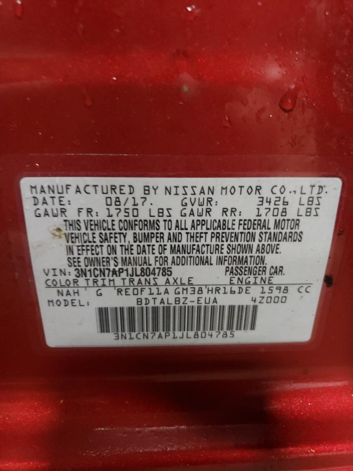 3N1CN7AP1JL804785 2018 Nissan Versa S