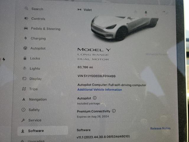 2020 TESLA MODEL Y 5YJYGDEE8LF014499