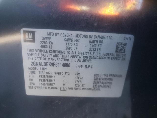 2015 CHEVROLET EQUINOX LT 2GNALBEK9F6114880