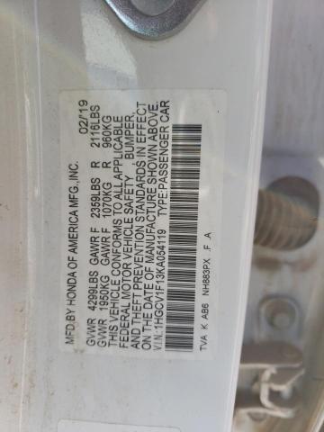 2019 HONDA ACCORD LX 1HGCV1F13KA054119