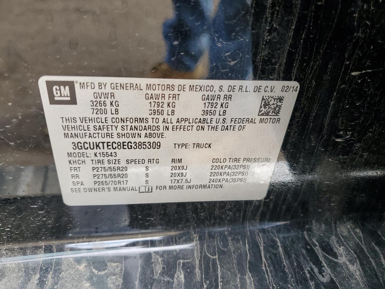 3GCUKTEC8EG385309 2014 Chevrolet Silverado K1500 High Country