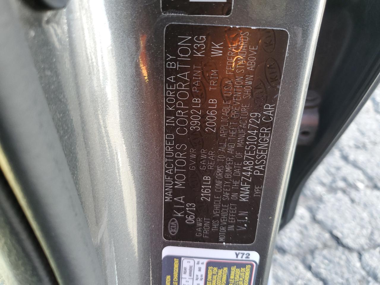 KNAFZ4A87E5104729 2014 Kia Forte Ex