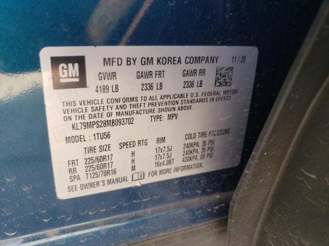 2021 CHEVROLET TRAILBLAZE KL79MPS28MB093702