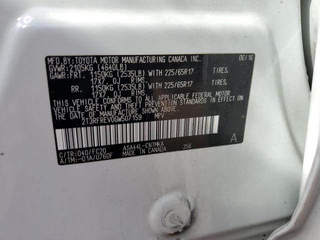 2016 TOYOTA RAV4 XLE 2T3RFREV0GW507159