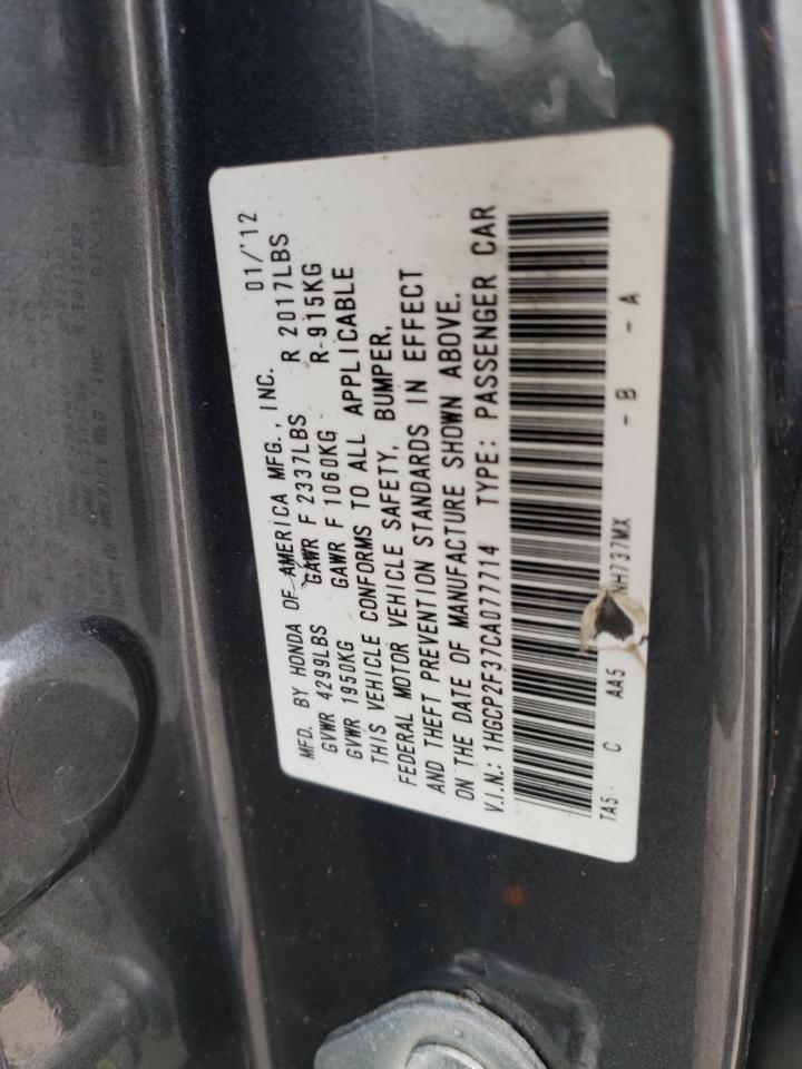 1HGCP2F37CA077714 2012 Honda Accord Lx