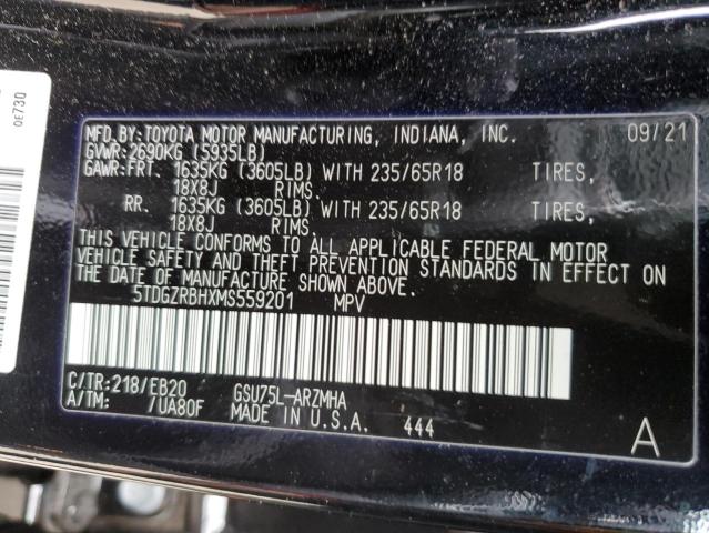 VIN 5TDGZRBHXMS559201 2021 Toyota Highlander, Xle no.13