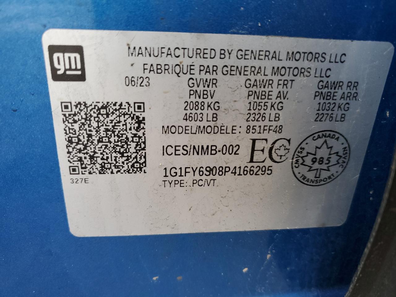 1G1FY6S08P4166295 2023 Chevrolet Bolt Euv Lt