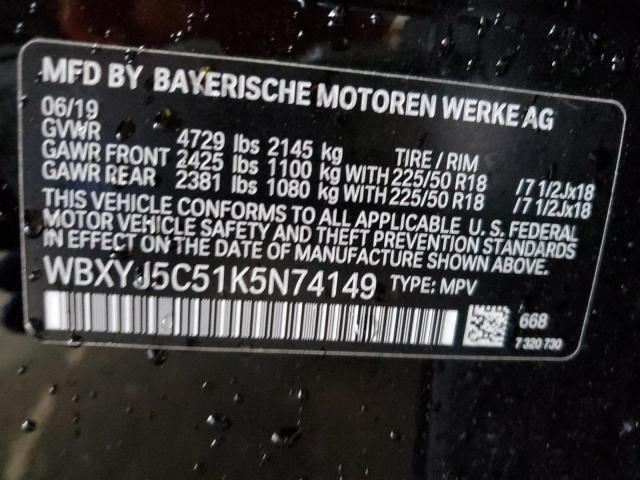 VIN WBXYJ5C51K5N74149 2019 BMW X2, Xdrive28I no.12