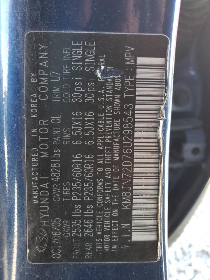 km8jn72d76u298543 KM8JN72D76U298543 2006 Hyundai Tucson Gls