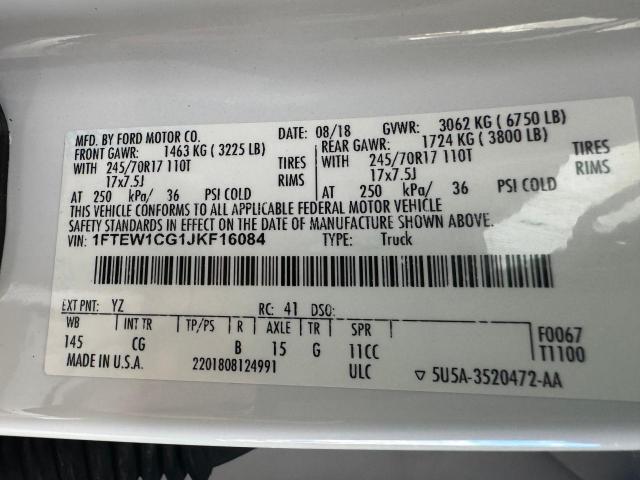 2018 FORD F150 SUPER 1FTEW1CG1JKF16084