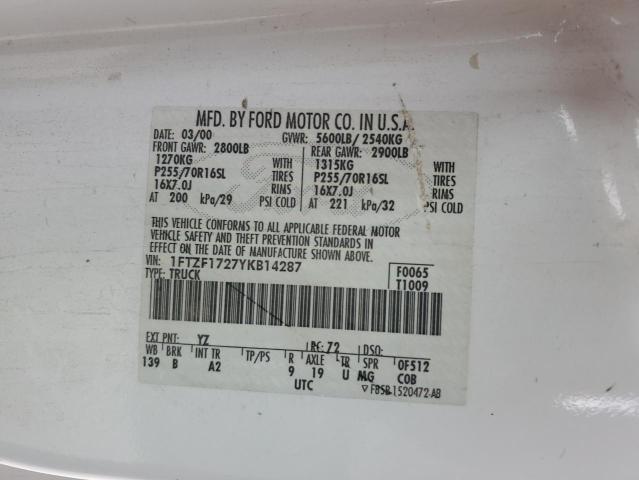1FTZF1727YKB14287 2000 Ford F150