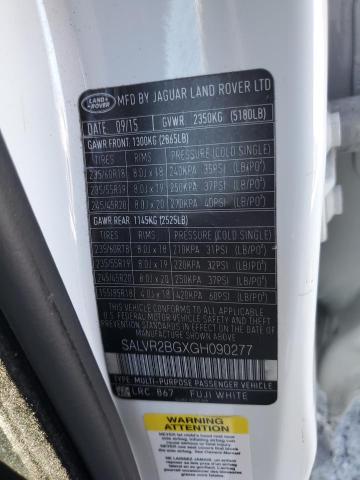 2016 LAND ROVER RANGE ROVE - SALVR2BGXGH090277