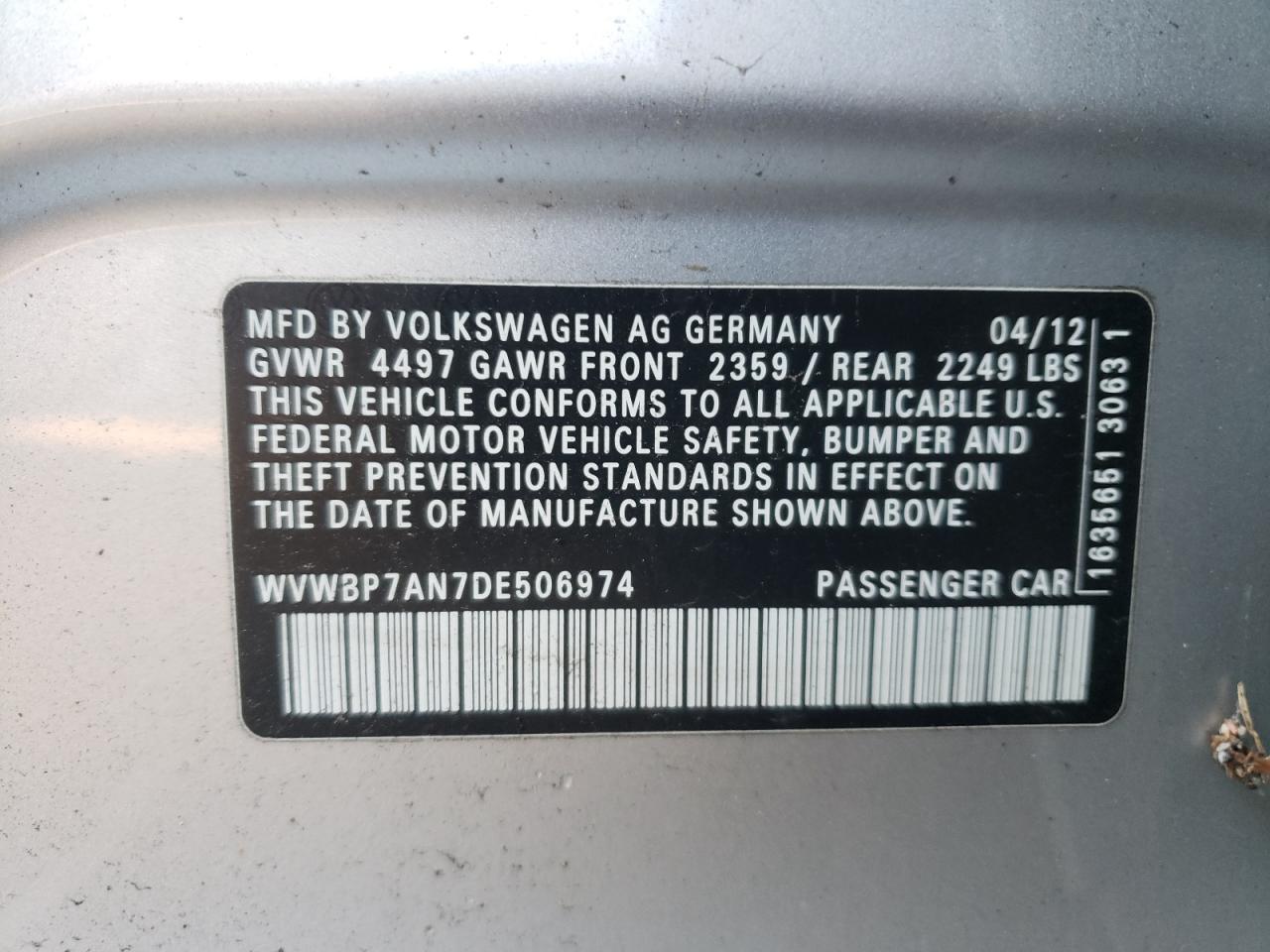 WVWBP7AN7DE506974 2013 Volkswagen Cc Sport