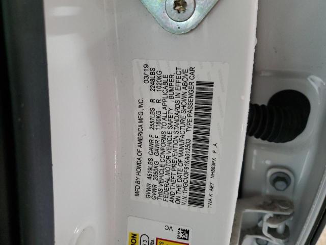 2019 HONDA ACCORD TOU 1HGCV3F91KA012503