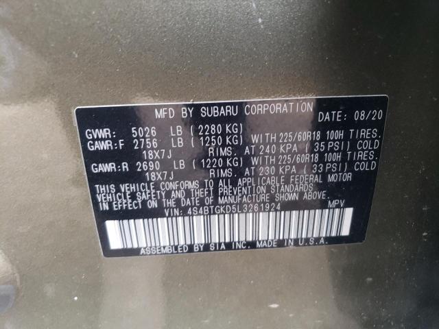 2020 SUBARU OUTBACK ON 4S4BTGKD5L3261924