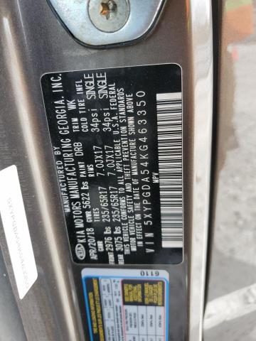 2019 KIA SORENTO 5XYPGDA54KG463350