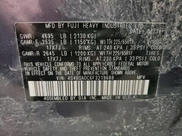 2015 SUBARU OUTBACK 2. 4S4BSADC6F3219688