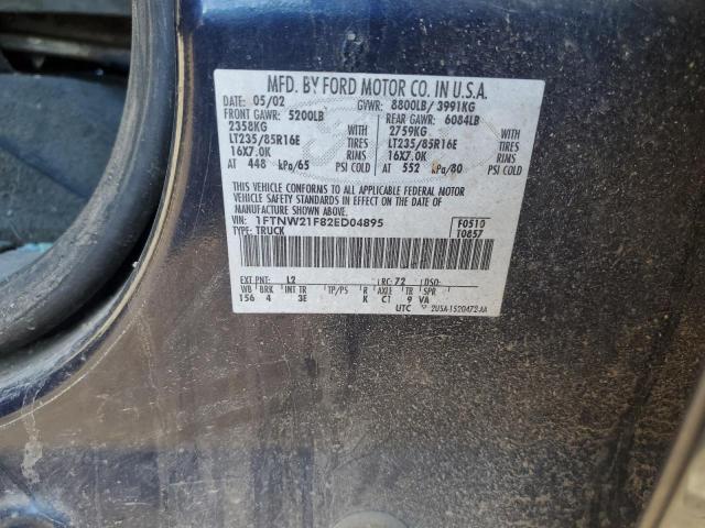 2002 Ford F250 Super Duty VIN: 1FTNW21F82ED04895 Lot: 42455254