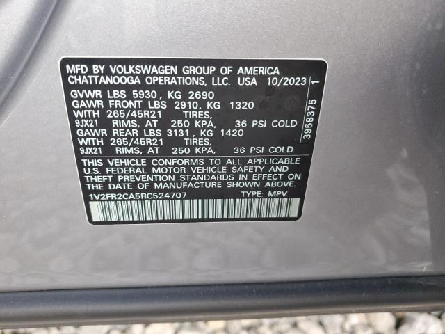 1V2FR2CA5RC524707 Volkswagen Atlas SEL 14