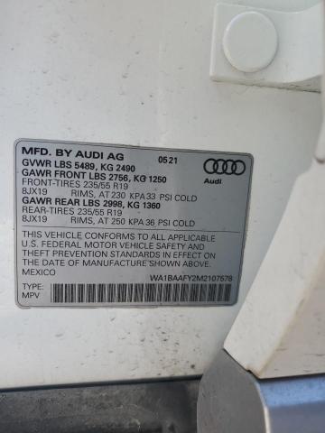 WA1BAAFY2M2107578 2021 AUDI Q5, photo no. 12