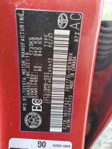 2019 TOYOTA COROLLA L - 2T1BURHE4KC245412