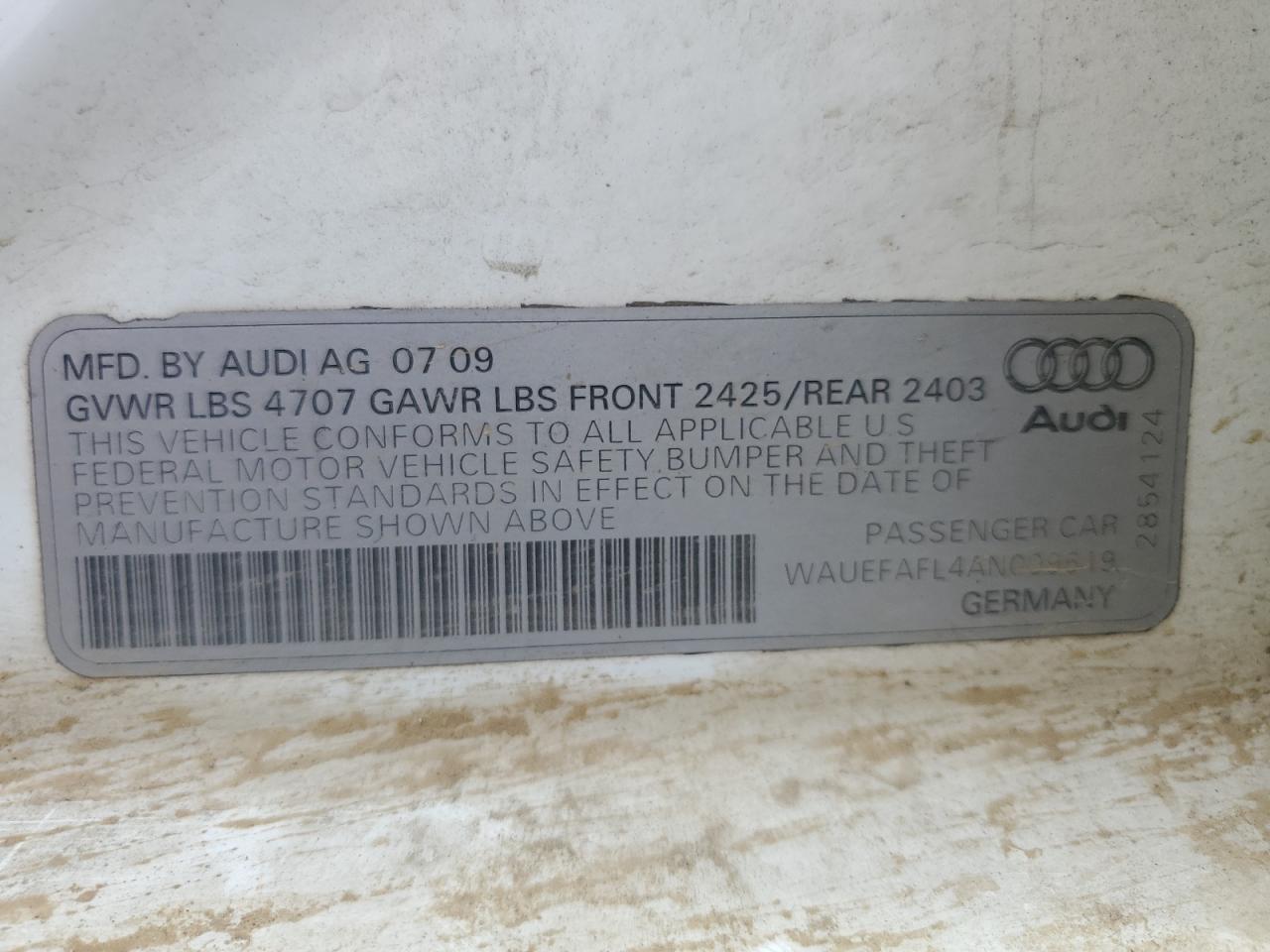 WAUEFAFL4AN009619 2010 Audi A4 Premium Plus