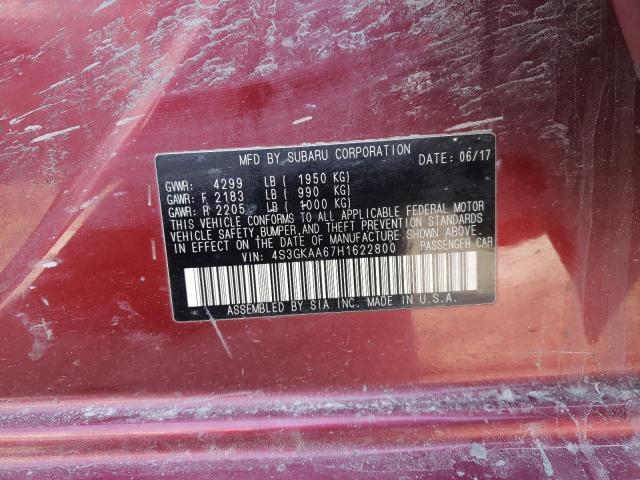 2017 SUBARU IMPREZA 4S3GKAA67H1622800