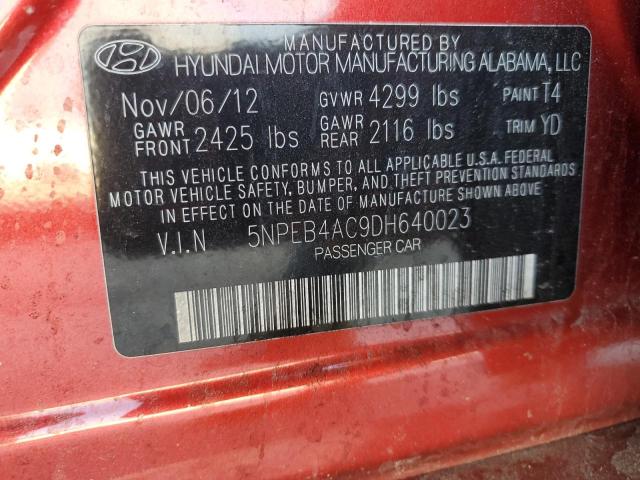 2013 Hyundai Sonata Gls VIN: 5NPEB4AC9DH640023 Lot: 41256014